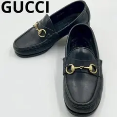 良品　グッチ　ホースビットローファー　レディース　本革　ブラック　2D 22cm
