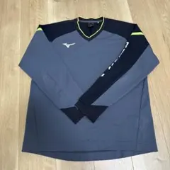 Mizuno 長袖 Vネックウェア Lサイズ グレー/ブラック/イエロー