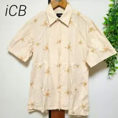 iCB アイシービー ストライプ 刺繍 花柄 シャツ オンワード樫山