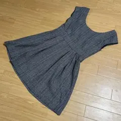 マーキュリーデュオ グレー系チェック ノースリーブフレアワンピース フリーサイズ