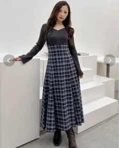 MERCURYDUO チェックドッキングワンピースSサイズ