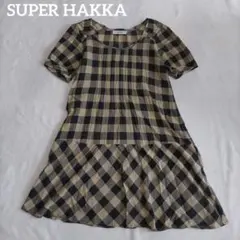 SUPER HAKKA 半袖 チェック柄 チュニック ワンピース コットンのサムネイル
