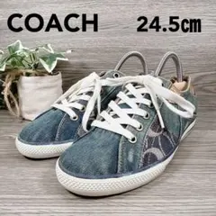 COACH コーチ　シグネチャー　デニムスニーカー　ローカット　24.5 y2kのサムネイル