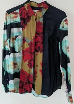 【美品】ポールスミス 20周年記念 プリントシャツ 長袖 バラ 国旗 金魚鉢