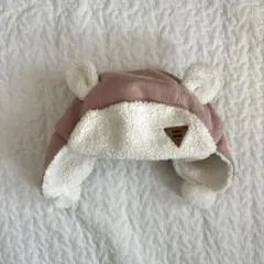petit main クマ耳付き帽子 ピンク