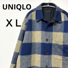 【UNIQLO】メンズ チェック柄ジャケット ネイビー ベージュ 秋冬裏地付き