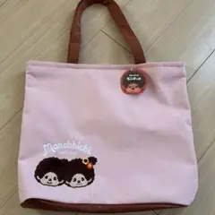 モンチッチコーデュロイ底マチBIGトートバッグ　ピンク