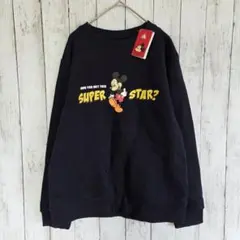 【新品、タグ付き】ディズニー　ミッキープリントスウェット　Ｌ　紺　ユニセックス