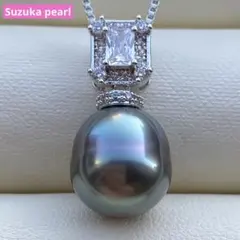 本真珠　南洋黒蝶真珠ネックレストップ11.2*10.7mmグリーン虹色PT926