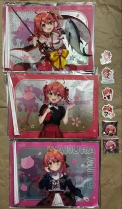 ホロライブ さくらみこ スシロー ランチョンマット　缶バッジ ステッカー