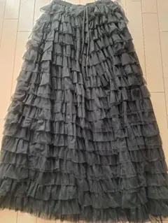 黒 フリル ロングスカート Fサイズ