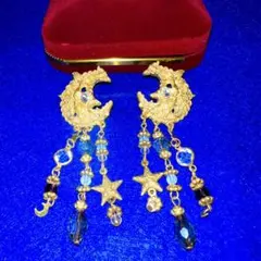 ヴィンテージ　デザイン　アクセサリー　ピアス　イヤリング　月　星　レトロゴールドのサムネイル
