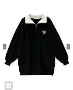 ロゴ刺繍カラーハーフジップ裏起毛スウェット