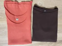 ユニクロ　レディースインナーリブタンクトップ　2枚セット　オレンジ・ブラウン