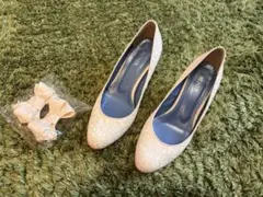 ベニル　ウェディングシューズ　リボン　刺繍　24cm