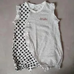 ドット柄ロンパース Pavelle刺繍入り　80　ノースリーブ