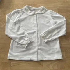 ブラウス　120 襟フリル　ボタン　白　ホワイト　シャツ