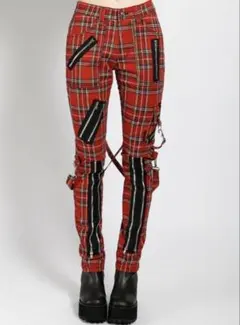 【超美品】トリップニューヨーク　レッド　ボンテージチェックパンツ