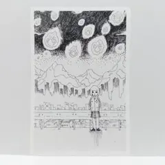 オリジナルイラスト オワリ ポストカード ハンドメイド モノクロ 絵 白黒