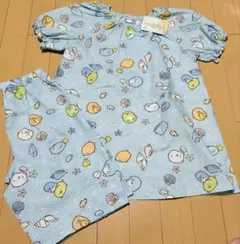 新品　すみっコぐらし キッズ 半袖パジャマ 130cm 上下セット　水色　軽量のサムネイル