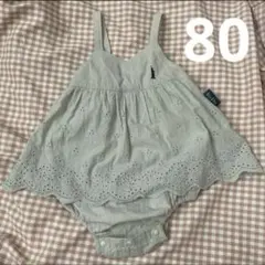 しまむら　バースデイ　バースデー イーストボーイ 刺繍入りロンパース　グリーン