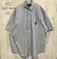 ポロラルフローレン ポロベア刺繍　熊　半袖　シャツ　ストライプ 90s XXL