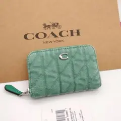 新品 正規品☆COACH コーチ コインケース デニム グリーン 