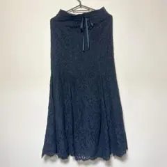 【美品】ミラオーウェン 総レースマキシスカート ネイビー Mサイズ 古着のサムネイル