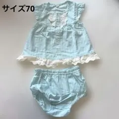 【サイズ70】ベビー服 セットアップ ストライプ レース フリルのサムネイル