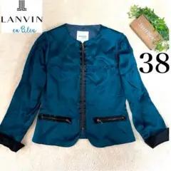 LANVIN on Blue ✨美品✨ ノーカラージャケット バイカラー サテン