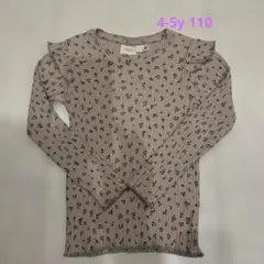 zara ザラ　花柄フリル袖 リブ　長袖カットソー　4-5y 110