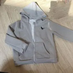 恐竜刺繍フード付きパーカー 6Y グレー