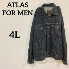 【ATLAS FOR MEN】 ブラックデニム 長袖シャツジャケットビッグサイズのサムネイル