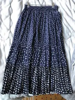 UNIQLO ポール&ジョー ティアードスカート M/ネイビー
