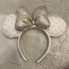 ホワイト キルティング リボン カチューシャ ミニーちゃん【値下げ】