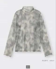 ジーユー　シアープリントハイネックT