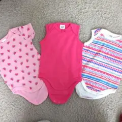 ロンパース 3点セット (スイカ柄・ピンク・ストライプ)