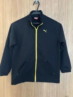 Puma フルジップジャケット 黒/黄色　140 プーマ　スエット
