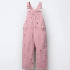 ZARA ハート柄ツイル地ロング丈オーバーオール