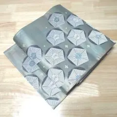 早い者勝ち♥二重お太鼓作り帯♥二部式♥美品♥ブルーグレー×グリーンゴールド未使用