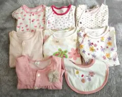 ベビー服まとめ売り 女の子 50〜60cm　春・ 夏生まれ 8点セット