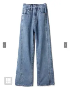 フロントスリットハイウエストデニムパンツ cu300 Lサイズ
