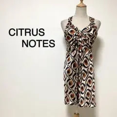 【イタリア製生地】CITRUS NOTES ブラウン 総柄デザイン ワンピースのサムネイル