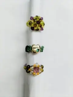 ビーズリング 3点セットG カラフル
