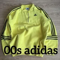 90s adidas イエロー ハーフジップ トレーナー M