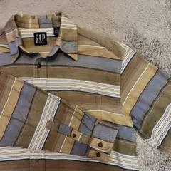 【希少】90s OLD GAP ボーダー ヘビー フランネル シャツ メンズM