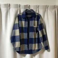 UNIQLO ネイビー ベージュ チェック シャツジャケット Sサイズ