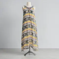 〔ワンピース〕　総柄　カラフル　ロング　春夏　Mサイズ ノースリーブ