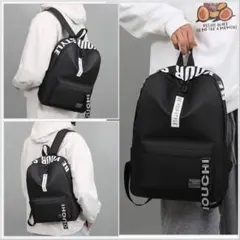 リュック 黒 ストリート 英語ロゴ ナイロン 軽量 男女兼用 通学 韓国 耐久性