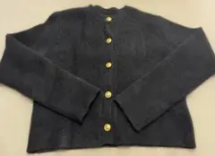 anuans カシミヤブレンドノーカラーニットジャケット ブラック